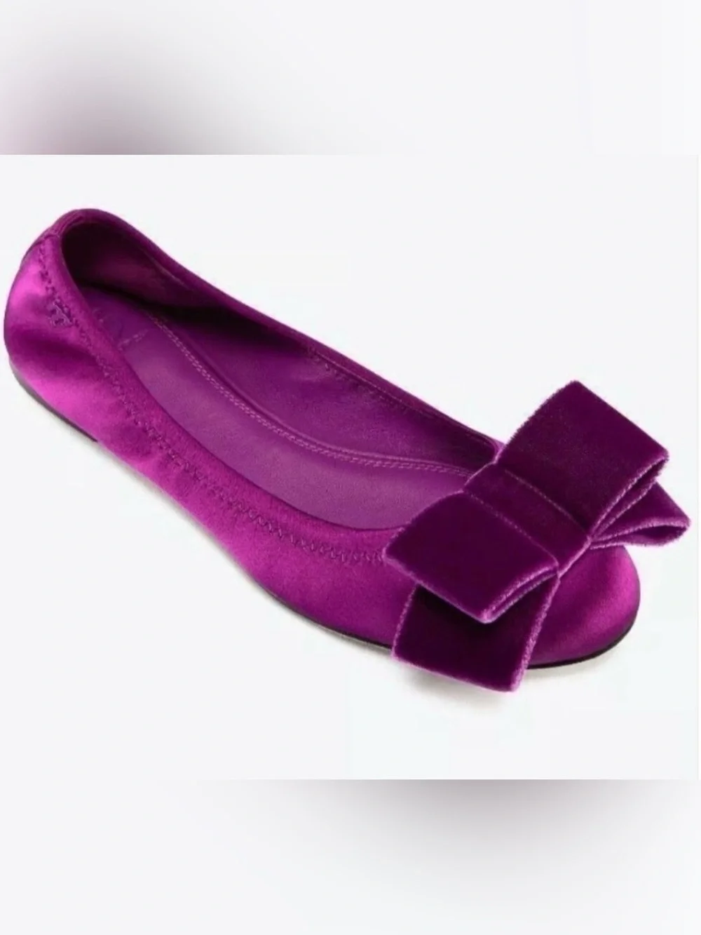 NIB Tory Burch Viola Bow Ballet Flats in Spiced Plum Size 7.5 💜